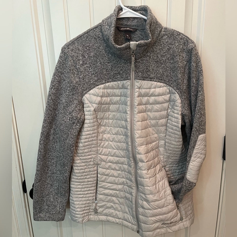 Eddie Bauer Gray and Cream Puffer Jacket